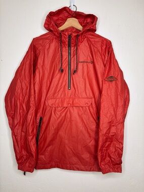 Vintage Merrell Red Anorak Pullover Hooded Windbreaker Half Zip Size M